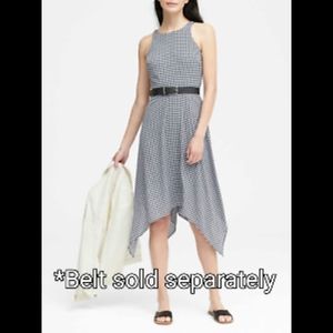 Banana Republic Monochromatic Gingham Dress Asymmetrical Petite 0 Like New